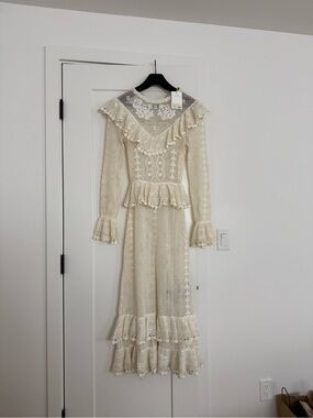 Zimmermann Allia Crochet Maxi Dress beach coverup in ivory